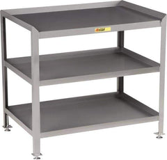 Little Giant - No Drawers, 3 Shelf Workstation - 2,000 Lb Capacity, Steel with Flush Front Edge Top, Gray, 24" Wide x 39" High x 48" Long - USA Tool & Supply