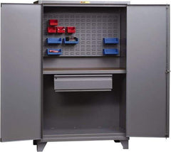 Little Giant - 1 Drawer, Cabinet Work Center - Steel with Flush Front Edge Top, Gray, 48" Wide x 78" High x 27" Long - USA Tool & Supply