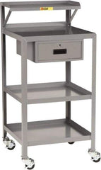 Little Giant - 1,000 Lb Capacity, 3 Shelf, 1 Drawer Mobile Shop Desk - 36" Wide x 24" Deep x 52" High, Steel - USA Tool & Supply
