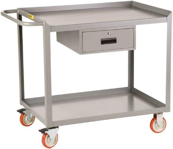 Little Giant - 1,200 Lb Capacity, 2 Shelf, 2 Drawer Mobile Workbench - 48" Wide x 24" Deep x 35-1/2" High, Steel - USA Tool & Supply
