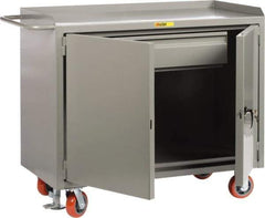 Little Giant - 3,600 Lb Capacity, 1 Drawer, 2 Door Mobile Service Bench - 41" Wide x 24" Deep x 43" High, Steel, Gray - USA Tool & Supply