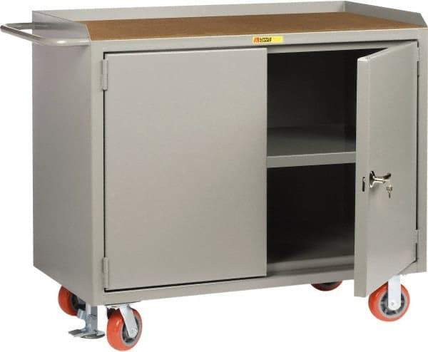 Little Giant - 3,600 Lb Capacity, 2 Door Mobile Service Bench - 41" Wide x 24" Deep x 43" High, Steel, Gray - USA Tool & Supply