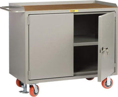 Little Giant - 3,600 Lb Capacity, 2 Door Mobile Service Bench - 41" Wide x 24" Deep x 43" High, Steel, Gray - USA Tool & Supply