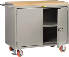 Little Giant - 3,600 Lb Capacity, 2 Door Mobile Service Bench - 41" Wide x 24" Deep x 43" High, Steel, Gray - USA Tool & Supply