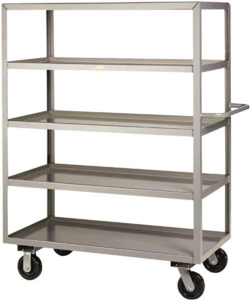 Little Giant - 3,600 Lb Capacity, 5 Shelf, Steel Shelf Truck - 65-1/2" Long x 30" Wide x 63-1/2" High, 6" Diam Phenolic Wheels - USA Tool & Supply