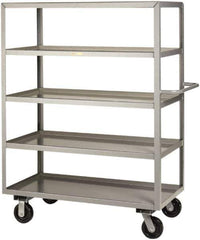 Little Giant - 3,600 Lb Capacity, 5 Shelf, Steel Shelf Truck - 65-1/2" Long x 30" Wide x 65" High, 6" Diam Phenolic Wheels - USA Tool & Supply