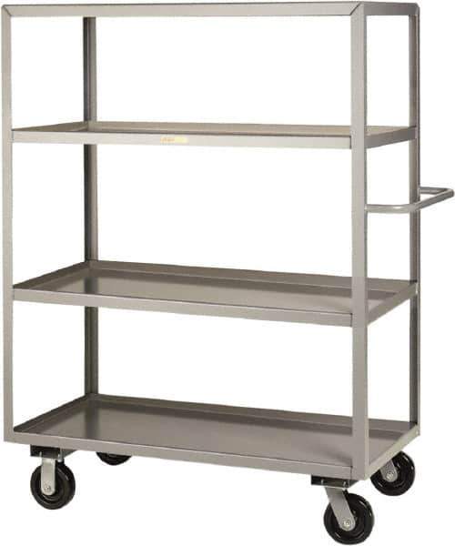 Little Giant - 3,600 Lb Capacity, 4 Shelf, Steel Shelf Truck - 65-1/2" Long x 30" Wide x 65" High, 6" Diam Phenolic Wheels - USA Tool & Supply