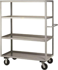 Little Giant - 3,600 Lb Capacity, 4 Shelf, Steel Shelf Truck - 65-1/2" Long x 30" Wide x 65" High, 6" Diam Phenolic Wheels - USA Tool & Supply