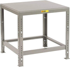 Little Giant - 60 Wide x 30" Deep x 30" High, 7 Gauge Steel Heavy-Duty Machine Table - Adjustable Height Legs, Gray - USA Tool & Supply
