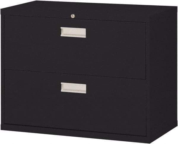 Sandusky Atlantic - 36" Wide x 28-3/8" High x 19-1/4" Deep, 2 Drawer Lateral File with Lock - Steel, Black - USA Tool & Supply