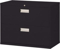 Sandusky Atlantic - 36" Wide x 28-3/8" High x 19-1/4" Deep, 2 Drawer Lateral File with Lock - Steel, Black - USA Tool & Supply