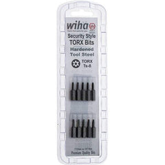 Wiha - 1/4" Drive T8 Tamperproof Torx Screwdriver Bit - 1" OAL, Tamper Resistant Bit - USA Tool & Supply