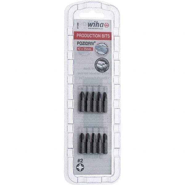 Wiha - 1/4" Drive, Pozidriv Screwdriver Bit - 1" OAL - USA Tool & Supply