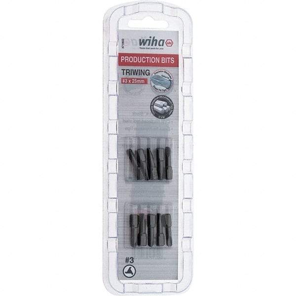 Wiha - 1/4" Drive, #3 Tri-Wing Screwdriver Bit - 1" OAL - USA Tool & Supply