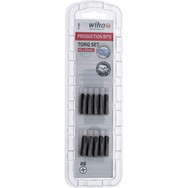 Wiha - 1/4" Drive, #8 Torq-Set Screwdriver Bit - 1" OAL - USA Tool & Supply