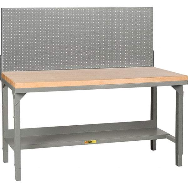 Little Giant - 72 Wide x 30" Deep x 28-3/4" High, Butcher Block Workbench - 1-3/4" Butcher Block Top, Adjustable Height Legs, Gray - USA Tool & Supply
