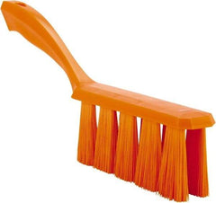 Vikan - 3.9" Bristle Length, Polyester Cleaning & Finishing Brush - 3" Long x 6-1/2" Wide Head, 13" OAL, Easy Grip Handle, Orange, Polypropylene Block - USA Tool & Supply