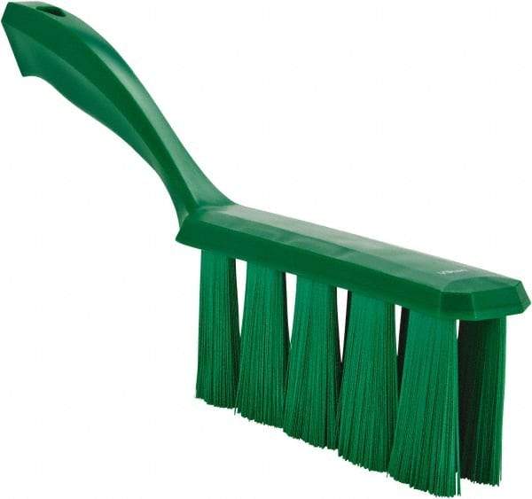 Vikan - 3.9" Bristle Length, Polyester Cleaning & Finishing Brush - 3" Long x 6-1/2" Wide Head, 13" OAL, Easy Grip Handle, Green, Polypropylene Block - USA Tool & Supply