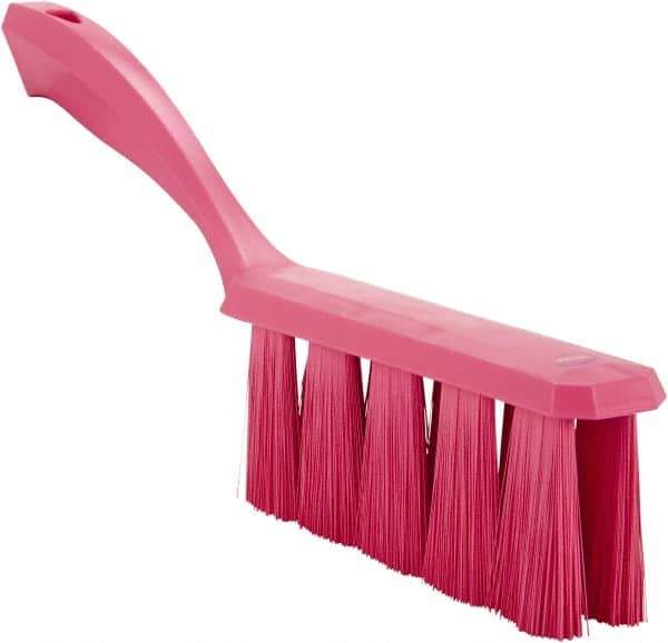 Vikan - 3.9" Bristle Length, Polyester Cleaning & Finishing Brush - 3" Long x 6-1/2" Wide Head, 13" OAL, Easy Grip Handle, Pink, Polypropylene Block - USA Tool & Supply