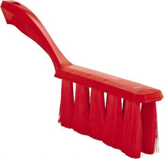 Vikan - 3.9" Bristle Length, Polyester Cleaning & Finishing Brush - 3" Long x 1-1/2" Wide Head, 13" OAL, Easy Grip Handle, Red, Polypropylene Block - USA Tool & Supply