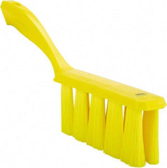 Vikan - 3.9" Bristle Length, Polyester Cleaning & Finishing Brush - 3" Long x 1-1/2" Wide Head, 13" OAL, Easy Grip Handle, Yellow, Polypropylene Block - USA Tool & Supply