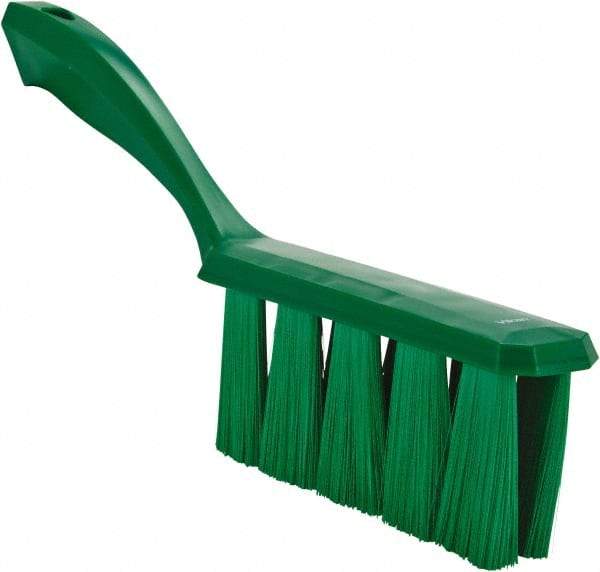 Vikan - 3.9" Bristle Length, Polyester Cleaning & Finishing Brush - 3" Long x 1-1/2" Wide Head, 13" OAL, Easy Grip Handle, Green, Polypropylene Block - USA Tool & Supply