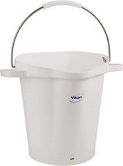 Vikan - 5 Gal, 18" High, Polypropylene Round White Single Pail with Pour Spout - Handle Included, 15.4mm Top Length x 18.9" Top Width x 18.9" Top Diam - USA Tool & Supply