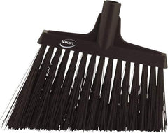 Vikan - 9-1/2" Wide, Black Polyester Bristles, Angled Broom - Water Resistant - USA Tool & Supply