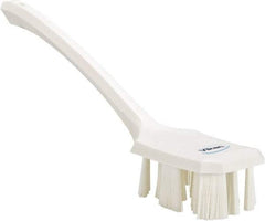 Vikan - 2-3/4" Bristle Length, Polyester Scrub Brush - 12" Long x 2-7/8" Wide Head, 15-1/2" OAL, Long Handle, White, Polypropylene Block - USA Tool & Supply