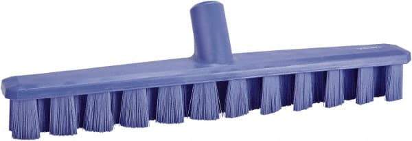 Vikan - 1-7/8" Bristle Length, Polyester Deck Scrub Brush - 1-7/8" Wide Head, 15-1/4" OAL, European Threaded Handle, Purple, Polypropylene Block - USA Tool & Supply