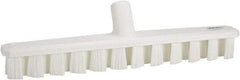 Vikan - 1-7/8" Bristle Length, Polyester Deck Scrub Brush - 1-7/8" Wide Head, 15-1/4" OAL, European Threaded Handle, White, Polypropylene Block - USA Tool & Supply