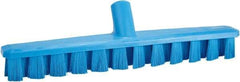 Vikan - 1-7/8" Bristle Length, Polyester Deck Scrub Brush - 1-7/8" Wide Head, 15-1/4" OAL, European Threaded Handle, Blue, Polypropylene Block - USA Tool & Supply