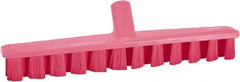 Vikan - 1-7/8" Bristle Length, Polyester Deck Scrub Brush - 1-7/8" Wide Head, 15-1/4" OAL, European Threaded Handle, Pink, Polypropylene Block - USA Tool & Supply