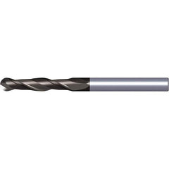 Kennametal - 5/16" Diam, 1-1/2" LOC, 2 Flute Solid Carbide Ball End Mill - TiAlN Finish, Single End, 6" OAL, 5/16" Shank Diam, Spiral Flute - USA Tool & Supply
