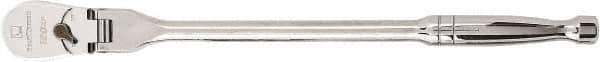 GearWrench - 1/2" Drive Pear Head Ratchet - Full Polish Chrome Finish, 17" OAL, 60 Gear Teeth, Full Polished Handle, Flex Head - USA Tool & Supply