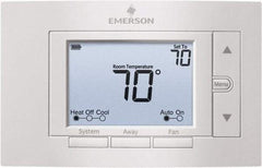 White-Rodgers - 50 to 99°F, 2 Heat, 2 Cool, Digital Nonprogrammable Thermostat - 20 to 30 Volts, 1.77" Inside Depth x 1.77" Inside Height x 5-1/4" Inside Width, Horizontal Mount - USA Tool & Supply