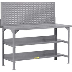 Little Giant - 48 Wide x 24" Deep x 36" High, 12 Gauge Steel Workbench - 12 Gauge Steel Top, Fixed Legs, Gray - USA Tool & Supply
