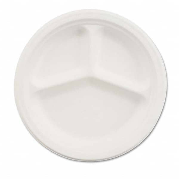 Chinet - Paper Dinnerware, 3-Comp Plate, 9 1/4" Diam, White, 500/Carton - USA Tool & Supply