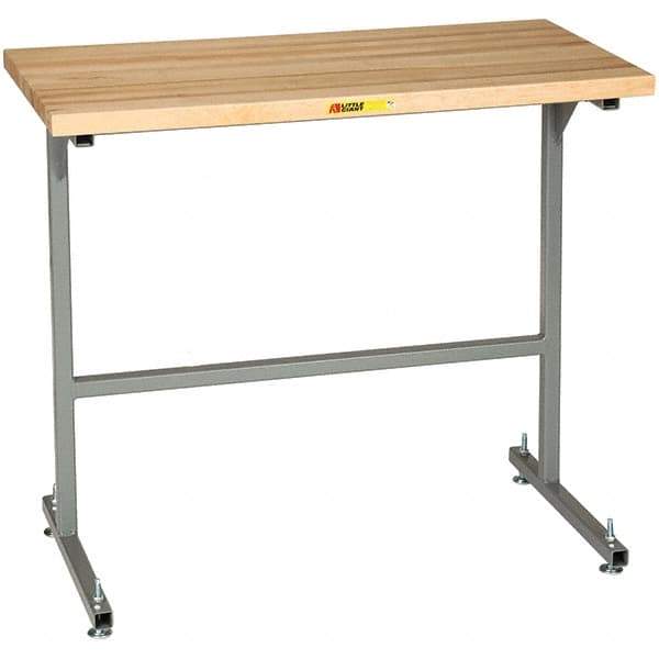 Little Giant - 36 Wide x 24" Deep x 42" High, Butcher Block Butcher Block Top Table - 1-3/4" Butcher Block Top, Fixed Legs With Adjustable Height Glides, Gray - USA Tool & Supply