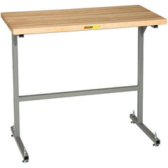 Little Giant - 36 Wide x 24" Deep x 42" High, Butcher Block Butcher Block Top Table - 1-3/4" Butcher Block Top, Fixed Legs With Adjustable Height Glides, Gray - USA Tool & Supply