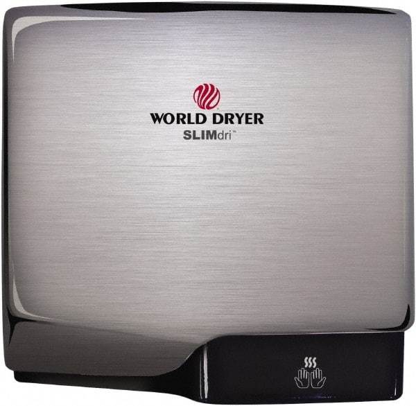 World Dryer - 950 Watt Silver Finish Electric Hand Dryer - 100/120 Volts, 8.3 Amps, 11.43" Wide x 10.7" High x 3.9" Deep - USA Tool & Supply