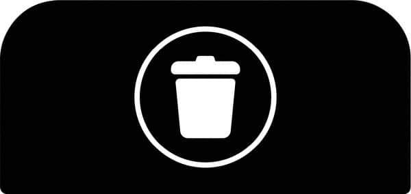 Rubbermaid - Trash Can Decal Message: Landfill - English, Text on Color, Black, Indoor & Outdoor, Apply to Metal, 1-25/32" Wide x 8-1/2" High - USA Tool & Supply