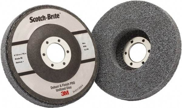 3M - 4-1/2" Medium Grade Ceramic Deburring Disc - 7/8" Center Hole, Holder Required - USA Tool & Supply