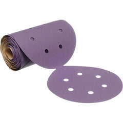 3M - 6" Diam, 220 Grit Ceramic Adhesive PSA Disc - Very Fine Grade, Purple, Film Backing, Flexible, Use with Random Orbital Sanders - USA Tool & Supply