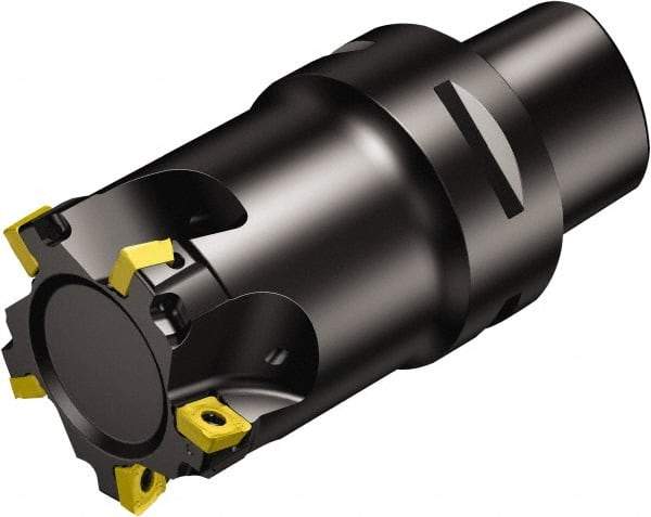 Sandvik Coromant - 5 Inserts, 44mm Cut Diam, 40mm Arbor Diam, 5.5mm Max Depth of Cut, Indexable Square-Shoulder Face Mill - 90° Lead Angle, 60mm High, 490R-08T308 Insert Compatibility, Through Coolant, Series CoroMill 490 - USA Tool & Supply