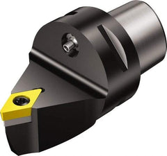 Sandvik Coromant - Neutral Cut, Size C4, DCMT 3(2.5)2 Insert Compatiblity, Modular Turning & Profiling Cutting Unit Head - 0.5mm Ctr to Cutting Edge, 50mm Head Length, Through Coolant, Series CoroTurn 107 - USA Tool & Supply