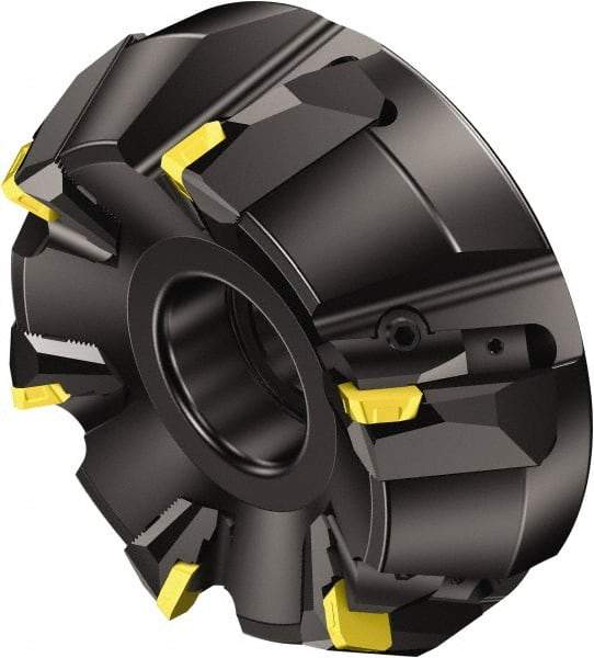 Sandvik Coromant - 254mm Cut Diam, 63.5mm Arbor Hole, 18mm Max Depth of Cut, 60° Indexable Chamfer & Angle Face Mill - 12 Inserts, 360R-2807 Insert, Right Hand Cut, Series CoroMill 360 - USA Tool & Supply