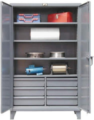 Strong Hold - 4 Shelf 6 Bin Locking Storage Cabinet - Steel, 48" Wide x 24" Deep x 72" High, Dark Gray - USA Tool & Supply