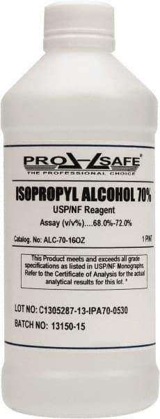 PRO-SAFE - 16 oz Isopropyl Alcohol Liquid - Comes in Bottle, 70% Isopropyl Alcohol - USA Tool & Supply