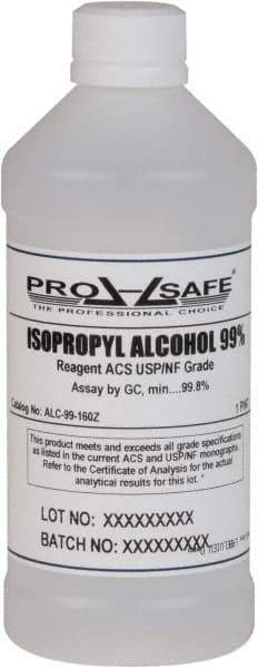 PRO-SAFE - 16 oz Isopropyl Alcohol Liquid - Comes in Bottle, 99% Isopropyl Alcohol - USA Tool & Supply